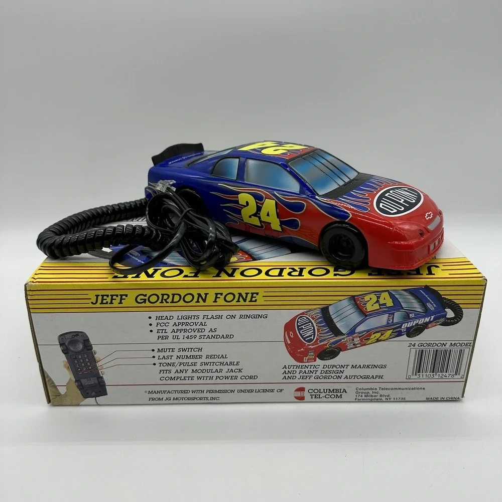 Columbia Tel-Com 1998 Jeff Gordon Fone #24 Racing Car Telephone w/ Box Phone